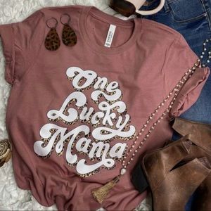 Women’s Graphic T-Shirt One Lucky Mama Size S M L